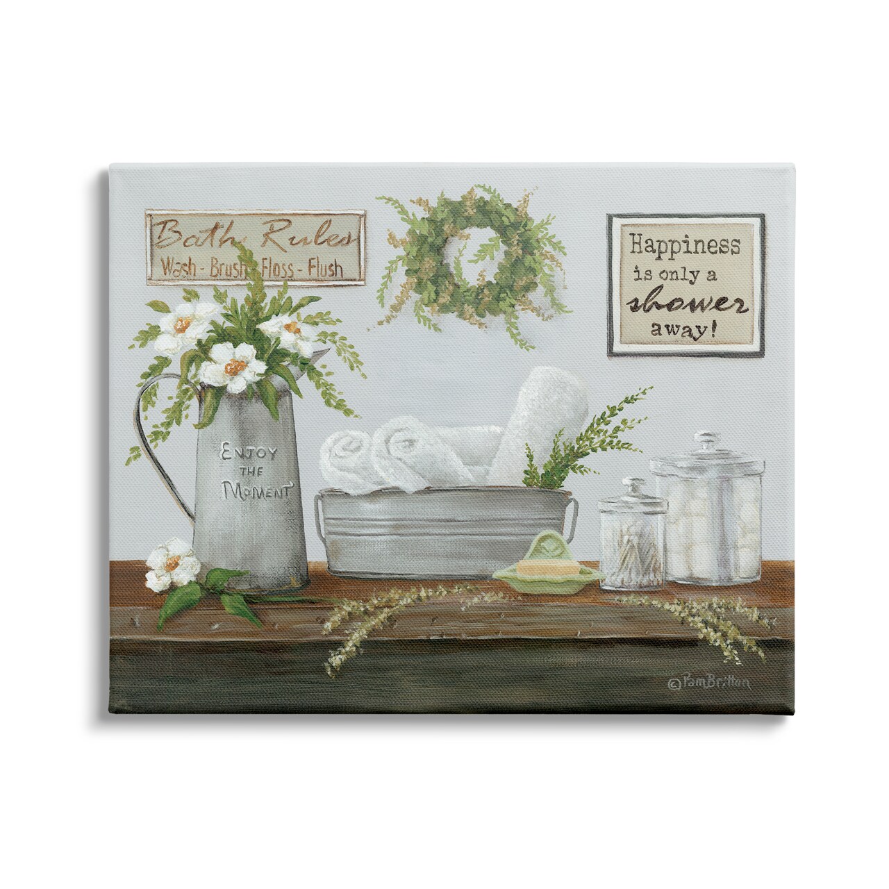 Stupell Industries Farmhouse Bathroom Counter Canvas Wall Art
